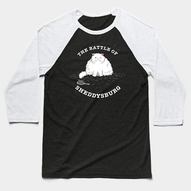 The Battle of Sheddysburg (White Cat) Baseball T-Shirt by xenotransplant